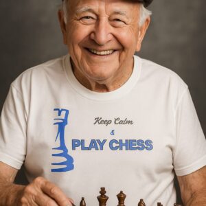 Keep calm and play chess sloganlı satranç temalı tişört