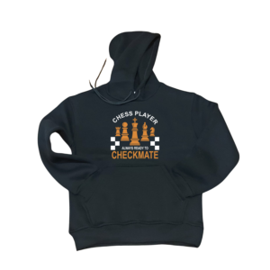 Siyah kapşonlu satrançcı hoodiesi. Satranç severlerin tercihi