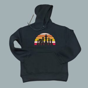Siyah kapşonlu çocuk sweatshir. Sunset desenli hoodie